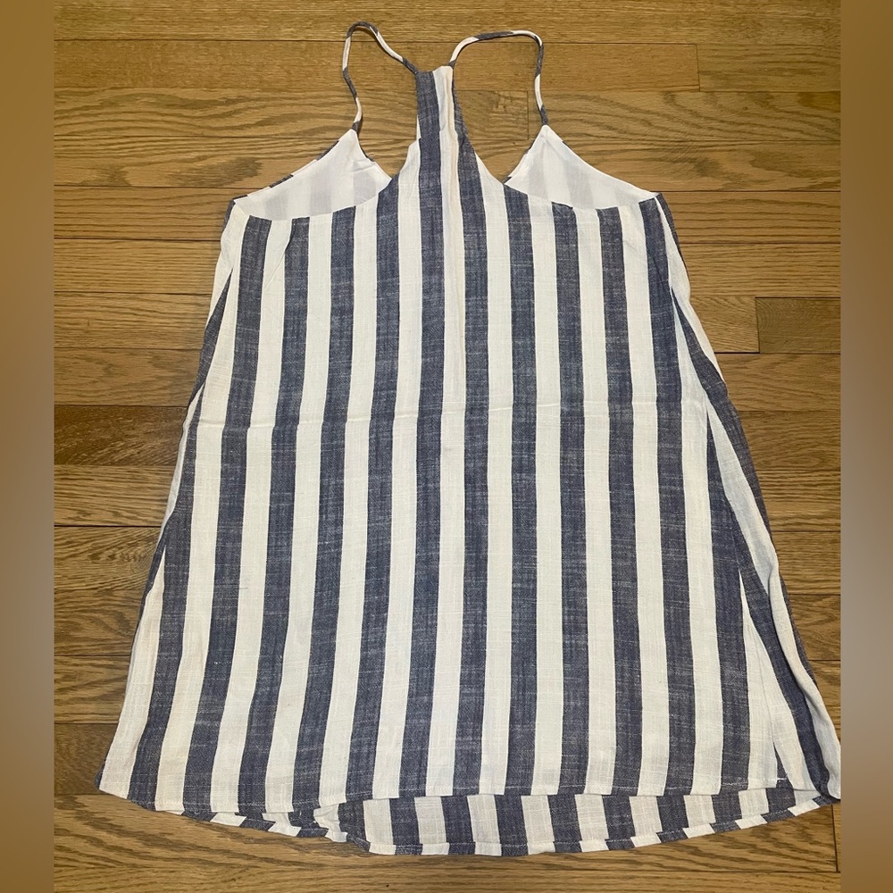 NWT - STYLE RACK Striped Blue & White Linen & Cotton Blend Mini Dress - Sz M - Picture 6 of 8
